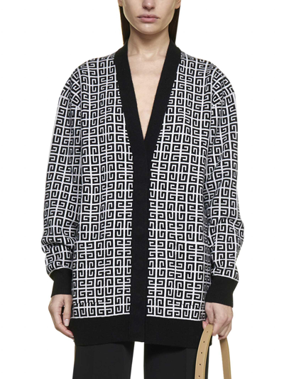 Shop Givenchy Allover Logo Jacquard Knitted Cardigan