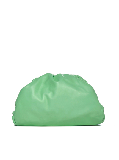 Shop Bottega Veneta The Pouch Ruched Clutch Bag In Verde