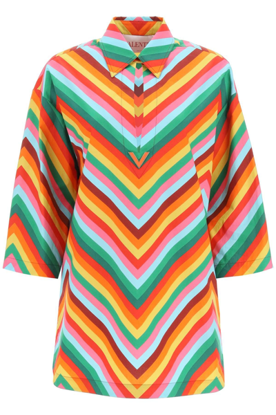 Shop Valentino Rainbow Striped Shirt In Multicolor