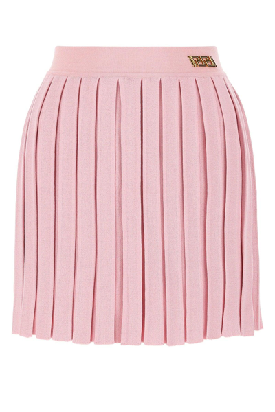 Shop Versace Ribbed Knit Box Pleated Mini Skirt