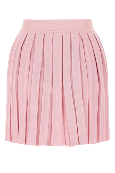 Shop Versace Ribbed Knit Box Pleated Mini Skirt
