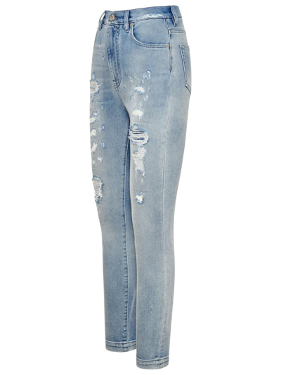 Shop Dolce & Gabbana Distressed Skinny Cut Jeans In Azzurro