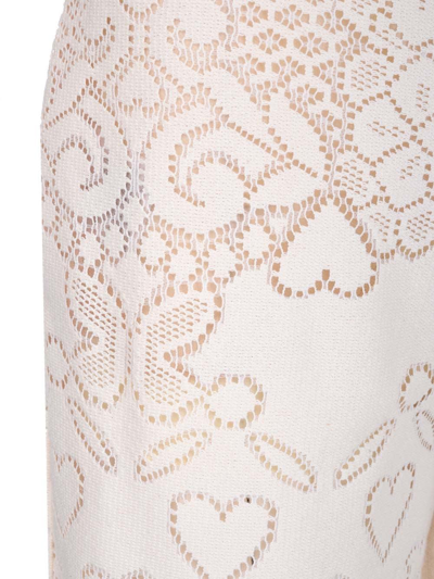 Shop Valentino High Waist Wide Leg Lace Trousers In Almond