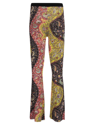 Shop Etro Trousers With Sinuous Paisley Pattern In Yellow