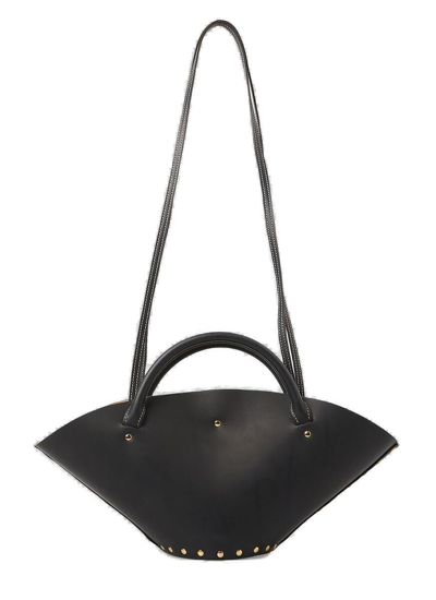 Shop Jil Sander Sombrero Rivet Logo Stamped Tote Bag In Black