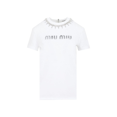 Shop Miu Miu Embellished Crewneck T-shirt