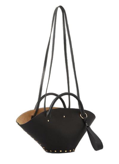 Shop Jil Sander Sombrero Rivet Logo Stamped Tote Bag In Black