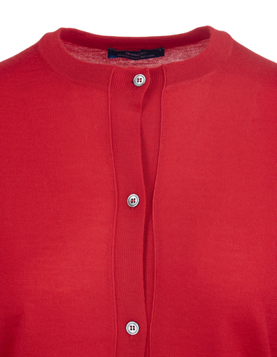 Fedeli Red Cardigan With Round In Red