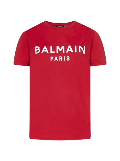 Shop Balmain T-shirt In Rouge Blanc