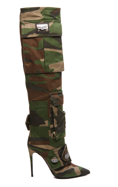 Shop Dolce & Gabbana Patchwork Camouflage Boots In Multicolor