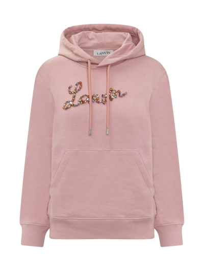 Shop Lanvin Logo Embellished Drawstring Hoodie