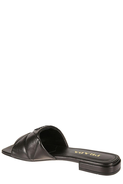 Shop Prada Quilted Slip On Sandals In Nero