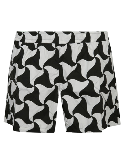 Shop Bottega Veneta Tech Triangle Swim Boxer Shorts In Black/white