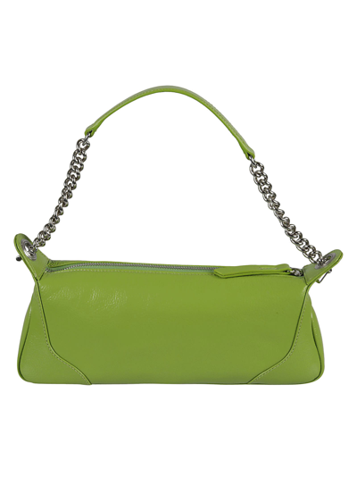 Shop By Far Top Zip Chain Strap Shoulder Bag In Pistachio