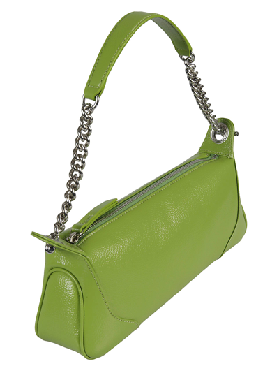 Shop By Far Top Zip Chain Strap Shoulder Bag In Pistachio