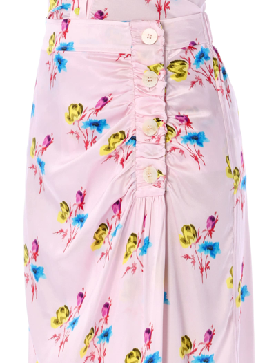 Shop Ganni Floral Midi Skirt In Lilac Flower