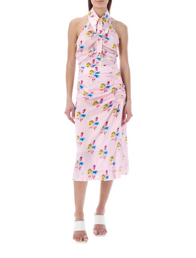 Shop Ganni Floral Midi Skirt In Lilac Flower