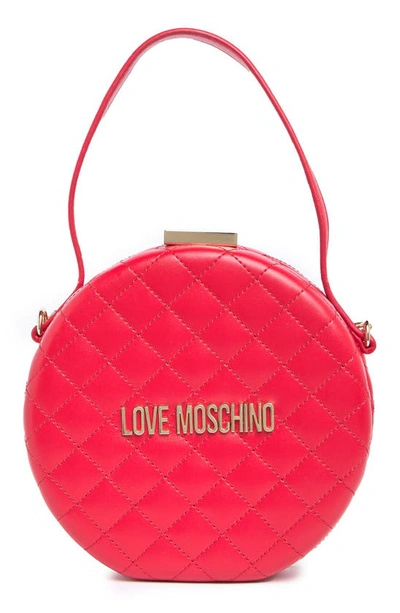 Shop Love Moschino Quilted Circle Bag In Rosso