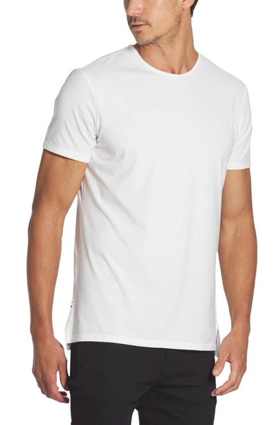 Cuts Trim Fit Split Hem Crewneck T-shirt In White