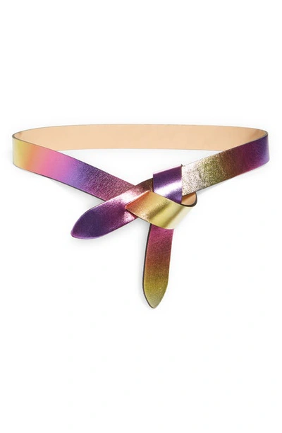 Shop Isabel Marant Lecce Sunset Metallic Leather Belt In Metallic Pink