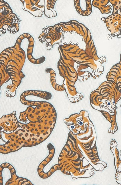 Shop Kenzo Kids' Tiger Print Stretch Cotton Polo In Off White