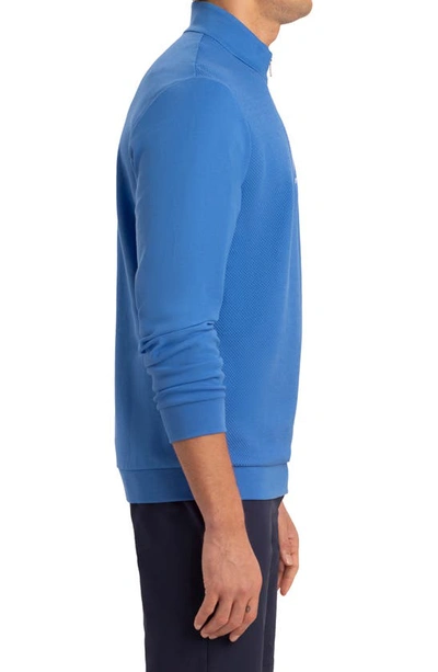 Shop Bugatchi Quarter Zip Cotton Sweatshirt In Classic Blue