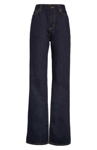 Shop Saint Laurent Janice High Waist Straight Leg Jeans In Deep Blue Rinse