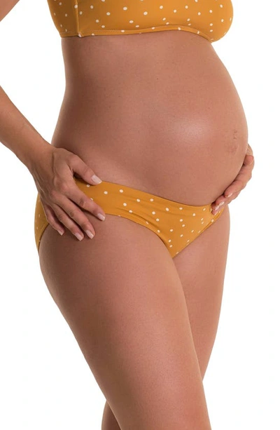 Shop Pez D'or Olivia Maternity Bikini Bottoms In Mustard