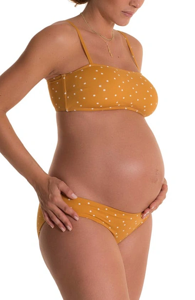 Shop Pez D'or Olivia Maternity Bikini Bottoms In Mustard