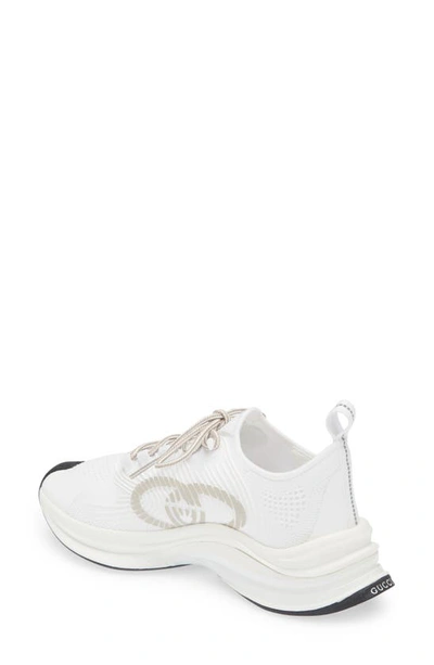 Shop Gucci Run Logo Sneaker In Beige /white/black