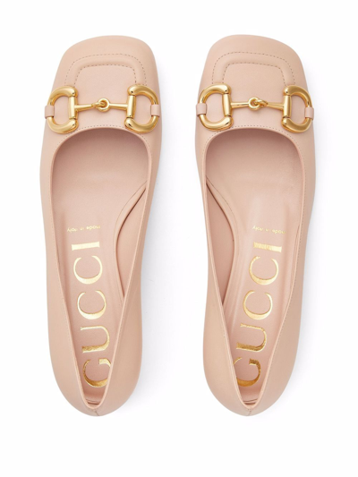 Shop Gucci Morsetto Leather Ballet Flats In Pink