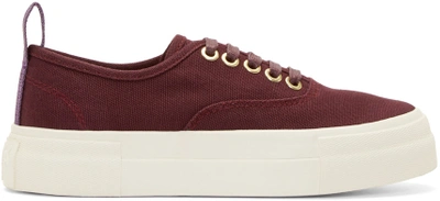 Shop Eytys Burgundy Canvas Mother Sneakers