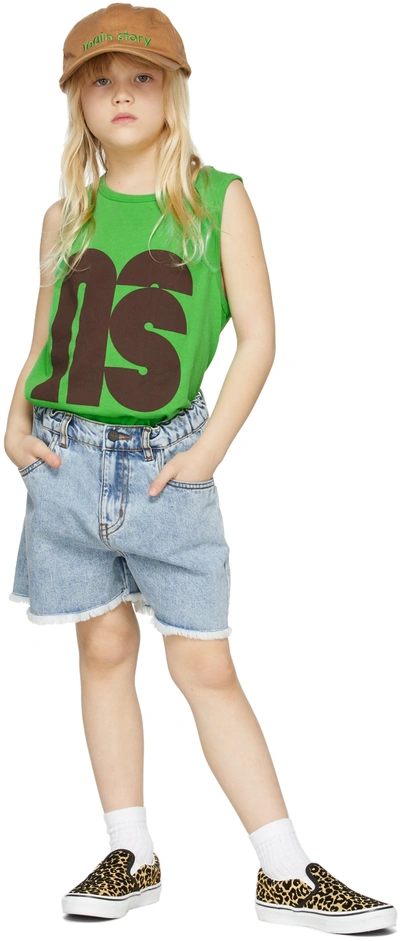 Shop Main Story Kids Blue Denim Cut-off Shorts In Ms132fadeout