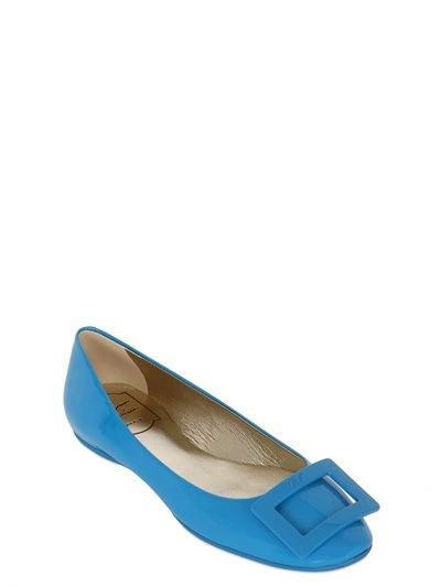 Roger Vivier 10mm Gommette Patent Leather Ballerinas, Turquoise