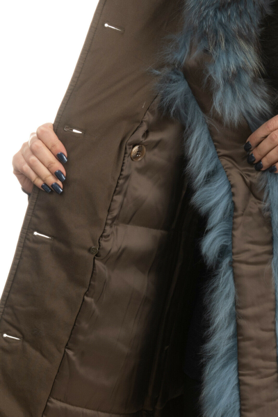 Pre-owned Liu •jo Rrp €290 Liu Jo Trench Coat Size 42 / M Padded Detachable Raccoon Fur Trim Belt In Green