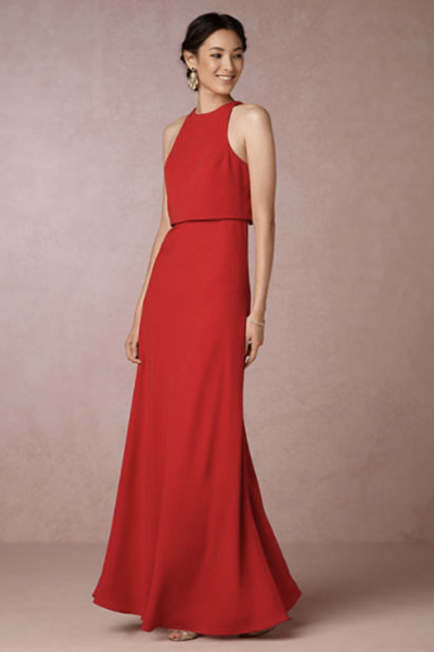 Pre owned Anthropologie Nwt Bhldn Red Iva Crepe Maxi Dress Gown By Jill Stuart Size 4 ModeSens