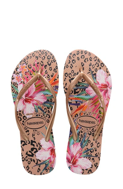 Shop Havaianas Slim Animal Floral Sandal In Crocus Rose
