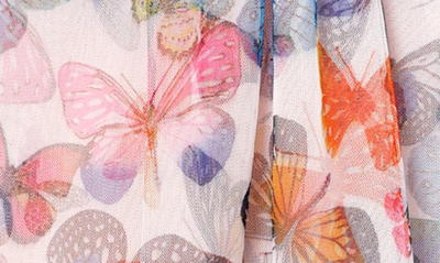 Hannah Banana Butterfly Print Cold Shoulder Dress In Pink Multi