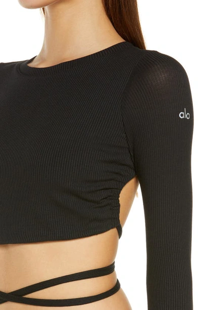 Ribbed Manifest Long Sleeve Top In Black