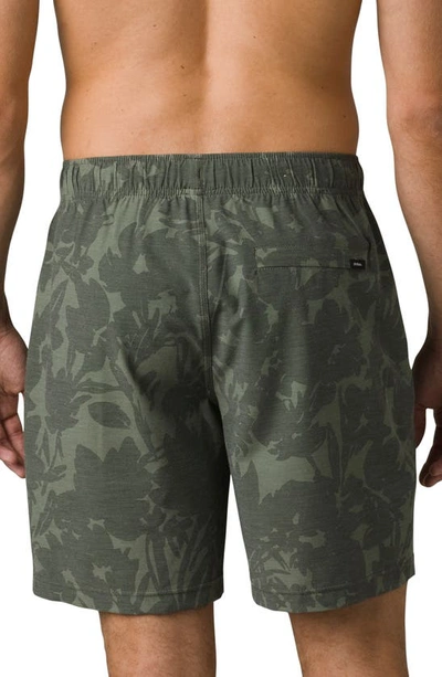 Shop Prana Metric E-waist Recycled Polyester Blend Swim Trunks In Floral Camo