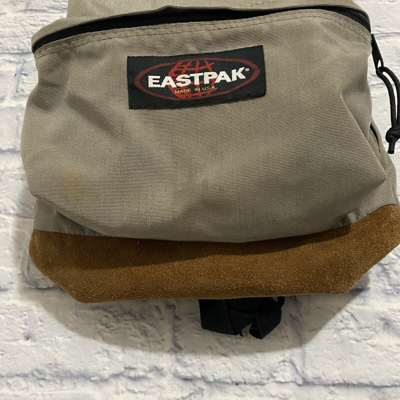 Pre-owned Eastpak Earthtone Vintage Old School 90s Nylon Backpack Brown Leather Bottom In Green