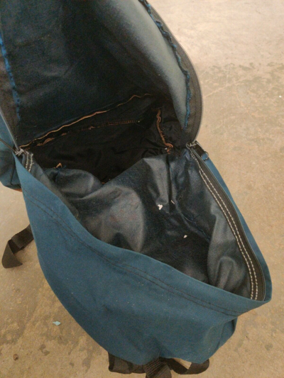 Pre-owned Eastpak Vintage  Leather Bottom Backpack Black School Bag Hiking Classic Usa In Navy