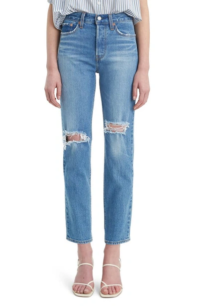 Shop Levi's Wedgie Icon Fit Ripped Straight Leg Jeans In Charleston Breeze