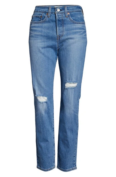 Shop Levi's Wedgie Icon Fit Ripped Straight Leg Jeans In Charleston Breeze