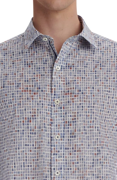 Bugatchi Classic Fit Mosaic Stretch Cotton Button-up Shirt In Cobalt