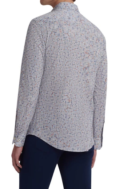 Bugatchi Classic Fit Mosaic Stretch Cotton Button-up Shirt In Cobalt