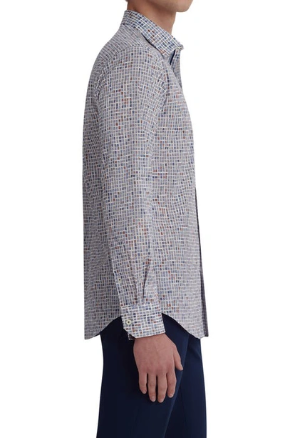 Bugatchi Classic Fit Mosaic Stretch Cotton Button-up Shirt In Cobalt
