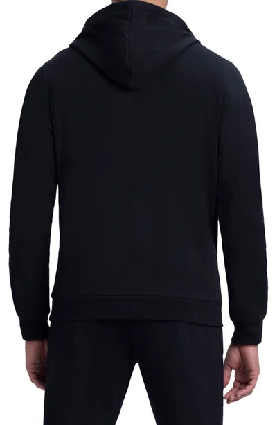 Shop Bugatchi Quarter Zip Cotton Blend Hoodie In Black