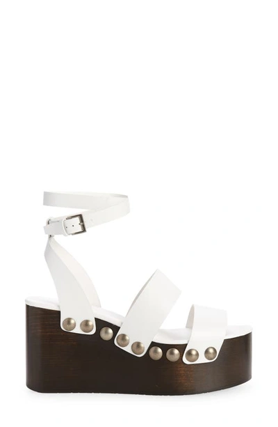 Shop Alaïa Platform Wedge Sandal In Blanc Casse