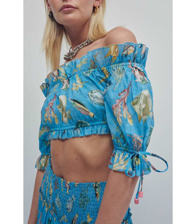Shop Alemais Otto Cropped Top In Sea Blue